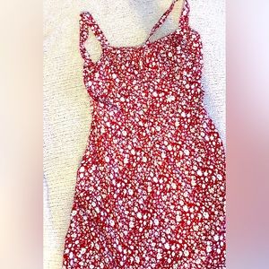 Red & White Floral Summer Dress